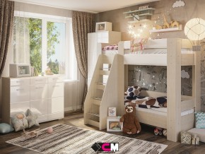 Детская Симба с двухъярусной кроватью белый глянец в Михайловске - mihajlovsk.magazinmebel.ru | фото - изображение 1