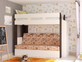 Кровать двухъярусная Карамель 75 венге ткань савана в Михайловске - mihajlovsk.magazinmebel.ru | фото