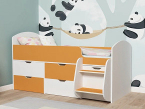 Кровать Малыш-7 белое дерево-оранжевый в Михайловске - mihajlovsk.magazinmebel.ru | фото