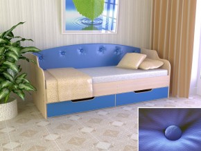 Кровать Юниор Тип 2 дуб молочный/синий 800х1600 в Михайловске - mihajlovsk.magazinmebel.ru | фото