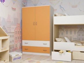 Шкаф двухстворчатый белый-оранж в Михайловске - mihajlovsk.magazinmebel.ru | фото
